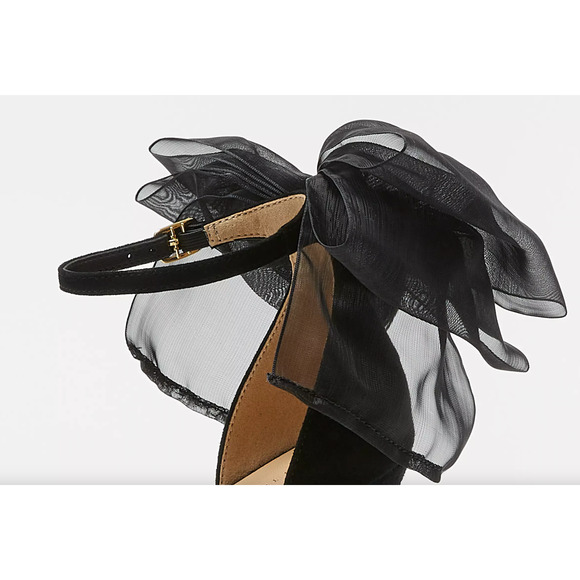 NEW ANN TAYLOR BLACK ORGANZA BOW SUEDE PUMPS HIGH HEELS SHOES SZ 10 - Picture 3 of 4